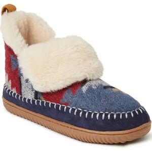 Dearfoams Aztec Sherpa Slippers Cozy Western Moccasin House Shoes Womens 7 8 USA